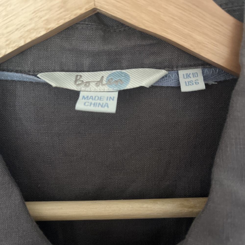 Boden Linen Tunic Size 6 Peter Pan Collar Gray Decorative Buttons - Picture 6 of 11